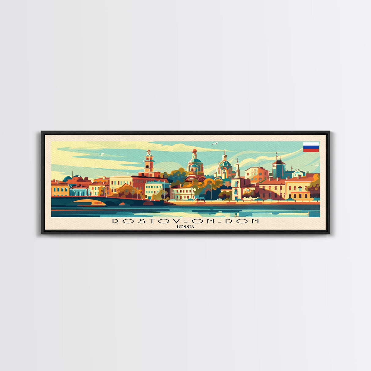 Rostov on Don Russia Panoramic Travel Poster, Framed Canvas Print or Metal Wall Art, Travel Art, Home Decor, Panoramic Painting, Midcentury Art