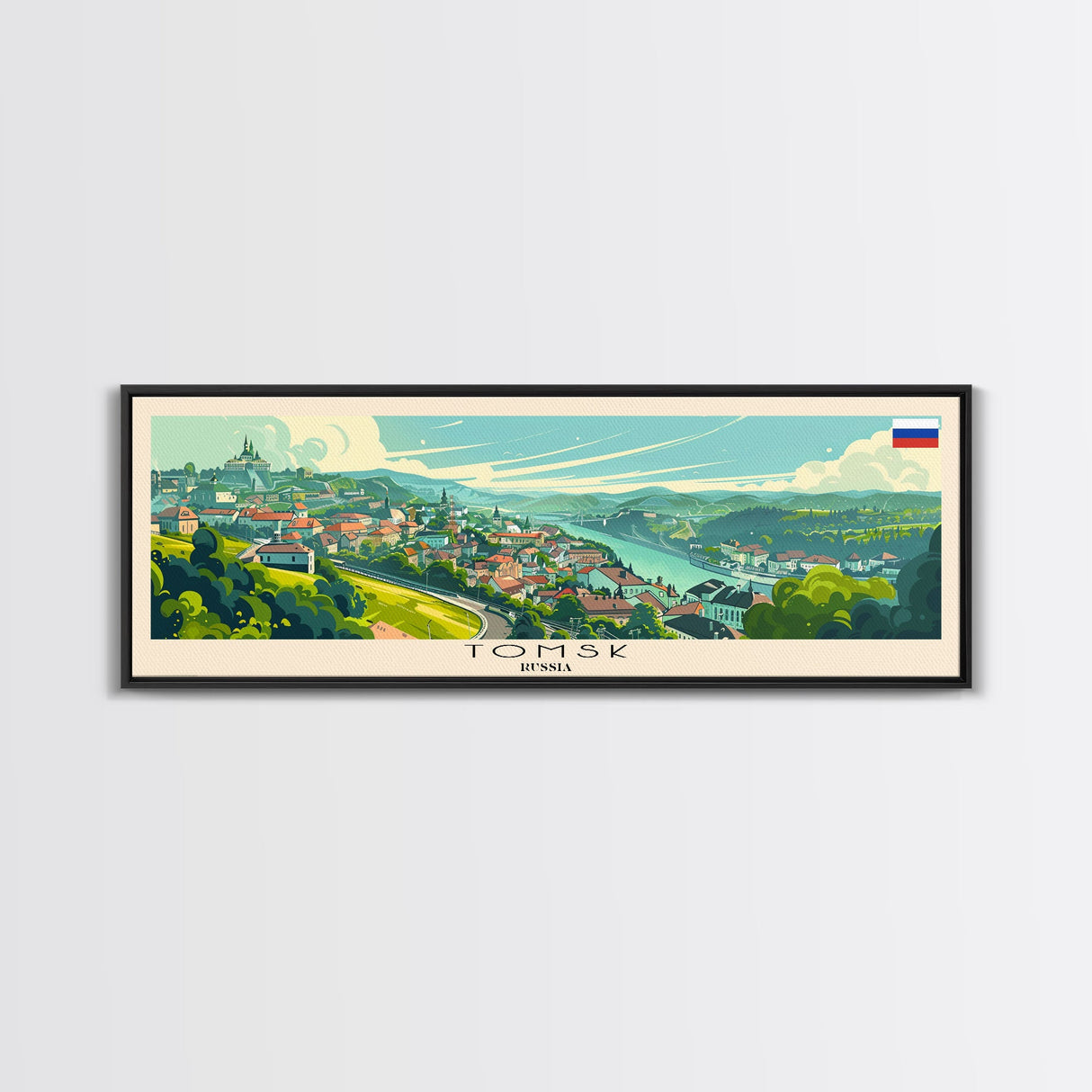 Tomsk Russia Wall Art, Panoramic Travel Poster, Panoramic Framed Canvas Print, City Wall Art, Wall Hanging Home Decor, Travel Art