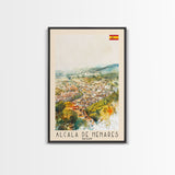 Alcalį de Henares Spain Aerial View Travel Poster Art, Framed Canvas Print, Stunning Wall Art for Living Room and Bedroom Decor