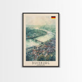 Duisburg, Germany Framed Canvas Print. Ideal Wall Art for Modern Living Room or Bedroom Decor, Stunning Urban Travel Poster.