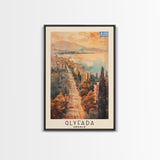 Glyfada Greece Coastline Art, Framed Canvas Print, Living Room Wall Art, Travel Poster, Home Decor, Greek Art