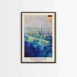 Hanover Germany Cityscape Framed Canvas Print, Wall Art for Living Room Decor, Office Art, Home Decor, Skyline Poster Art, Travel Poster Art