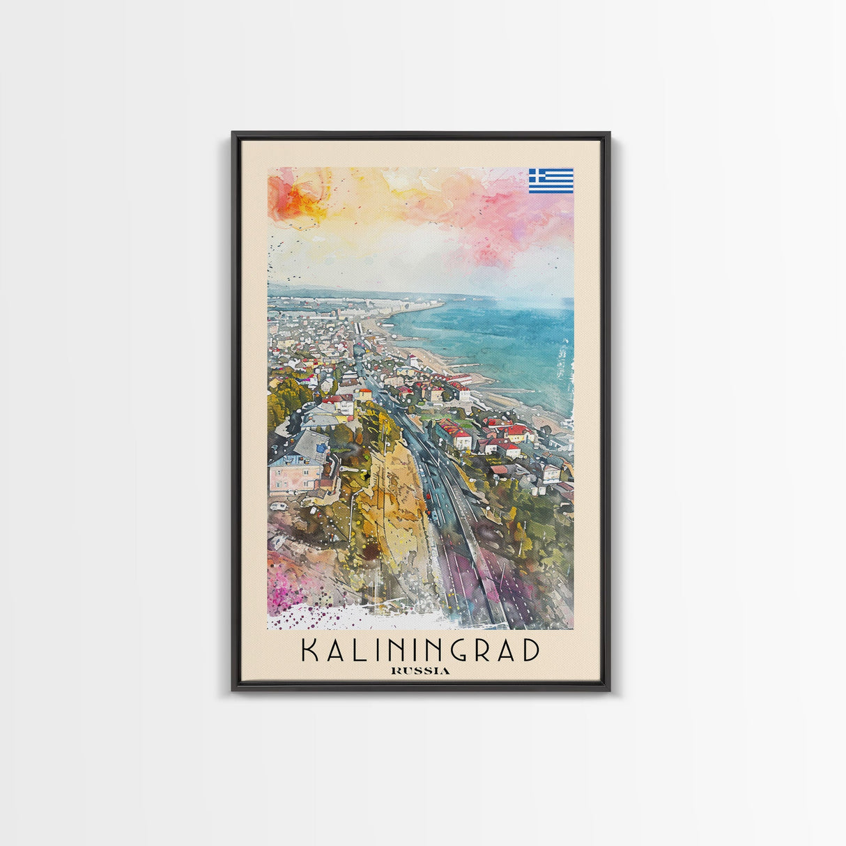 Kaliningrad Russia Urban Landscape, Framed Canvas Print, Travel Poster, Modern Wall Art, Office Decor, Russian Cityscape, Contemporary Home Decoration