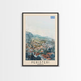 Peristeri Greece Travel Poster Framed Canvas Print, Watercolor Painting, Scenic Wall Art, Home Decor, Greek Landscape, Classic Art