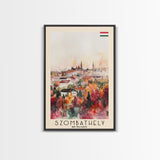 Szombathely Hungary Travel Poster Framed Canvas Print, Watercolor Painting, Scenic Wall Art, Home Decor, Hungarian Cityscape, Classic Art