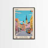 Arad Romania Travel Poster Framed Canvas Print, Midcentury Modern Art, Pop Art Wall Decor, Home Decor, Vacation Gift, Living Room Art