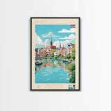Arnhem Netherlands Travel Poster Framed Canvas Print, Midcentury Modern Art, Pop Art Wall Decor, Home Decor, Vacation Gift, Living Room Art