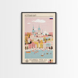 Astrakhan Russia Travel Poster Framed Canvas Print, Midcentury Modern Art, Pop Art Wall Decor, Home Decor, Vacation Gift, Living Room Art