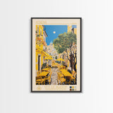 Athens Greece Travel Poster Framed Canvas Print, Midcentury Modern Art, Pop Art Wall Decor, Home Decor, Vacation Gift, Living Room Art