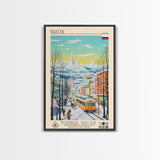 Bratsk Russia Travel Poster Framed Canvas Print, Midcentury Modern Art, Pop Art Wall Decor, Home Decor, Vacation Gift, Living Room Art