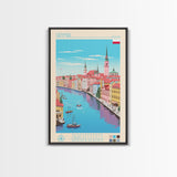 Gdynia Poland Travel Poster Framed Canvas Print, Midcentury Modern Art, Pop Art Wall Decor, Home Decor, Vacation Gift, Office Art