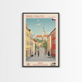 Hradec Králové Czech Republic Travel Poster Framed Canvas Print, Midcentury Modern Art, Pop Art Wall Decor, Scenic Living Room Art, Bedroom Gift