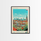 Katowice Poland Travel Poster Framed Canvas Print, Midcentury Modern Art, Pop Art Wall Decor, Home Decor, Vacation Gift, Office Art