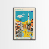 Korolyov Russia Travel Poster Framed Canvas Print, Midcentury Modern Art, Pop Art Wall Decor, Scenic Bedroom Art, Office Decoration