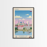 Kursk Russia Travel Poster Framed Canvas Print, Midcentury Modern Art, Pop Art Wall Decor, Scenic Bedroom Art, Office Decoration
