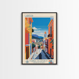 Larissa Greece Travel Poster Framed Canvas Print, Midcentury Modern Art, Pop Art Wall Decor, Scenic Wall Art, Living Room Decoration, Office Gift