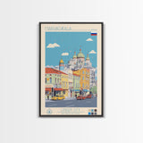 Makhachkala Russia Travel Poster Framed Canvas Print, Midcentury Modern Art, Pop Art Wall Decor, Scenic Wall Art, Living Room Decoration, Office Art