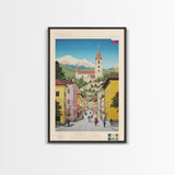 Martin Slovakia Travel Poster Framed Canvas Print, Midcentury Modern Art, Pop Art Wall Decor, Scenic Wall Art, Living Room Decoration, Office Art