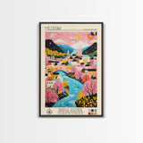 Mostar Bosnia and Herzegovina Travel Poster Framed Canvas Print, Midcentury Modern Art, Pop Art Wall Decor, Home Decor, Vacation Gift, Bedroom Art