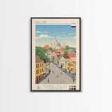 Nalchik Russia Travel Poster Framed Canvas Print, Midcentury Modern Art, Pop Art Wall Decor, Home Decor, Vacation Gift, Bedroom Art