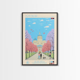 Novi Pazar Serbia Travel Poster Framed Canvas Print, Midcentury Modern Art, Pop Art Wall Decor, Scenic Wall Art, Living Room Decoration, Office Gift