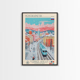 Novokuznetsk Russia Travel Poster Framed Canvas Print, Midcentury Modern Art, Pop Art Wall Decor, Scenic Wall Art, Living Room Decoration, Office Art
