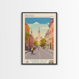 Prievidza Slovakia Travel Poster Framed Canvas Print, Midcentury Modern Art, Pop Art Wall Decor, Scenic Wall Art, Living Room Decoration, Office Art