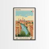 Ravenna Italy Travel Poster Framed Canvas Print, Midcentury Modern Art, Pop Art Wall Decor, Home Decor, Vacation Gift, Office Art