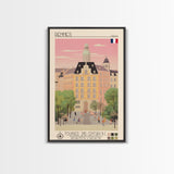 Rennes France Travel Poster Framed Canvas Print, Midcentury Modern Art, Pop Art Wall Decor, Scenic Wall Art, Living Room Decoration, Office Gift
