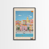 Santa Cruz de Tenerife Spain Travel Poster Framed Canvas Print, Midcentury Modern Art, Pop Art Wall Decor, Living Room Art, Bedroom Decoration