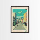 Shumen Bulgaria Travel Poster Framed Canvas Print, Midcentury Modern Art, Pop Art Wall Decor, Home Decor, Office Decoration, Scenic Art