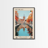 Sint-Niklaas Belgium Travel Poster Framed Canvas Print, Midcentury Modern Art, Pop Art Wall Decor, Scenic Wall Art, Bedroom Decoration