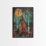 Halloween Skeleton with Spider Webs, Framed Canvas Print, Wall Art, Spooky Decor, Halloween Decoration, Living Room Art, Unique Gift