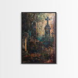 Gloomy Cemetery Halloween Art, Spooky Graveyard, Haunted Cemetery, Creepy Gravestones, Dark Artwork, Framed Canvas Print