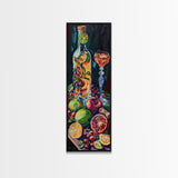 Still Life Bar Art Print Framed on Canvas, Vertical Framed Kitchen Art, Dark Wall Art, Textured, Cocktail Canvas Wall Art Print, Modern Art