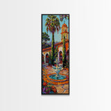 Mexican Inspired Canvas Painting Framed and Printed, Colorful Wall Art for Kitchen, Skinny Art for Living Room, Rustic Spanish Inspired Art