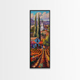 Tuscan Style Landscape Art Print of Spanish Countryside Framed on Canvas, Long Narrow Wall Art Print for Living Room, Colorful Wall Art