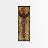Egyptian Art Depiction of Goddess Isis - Framed Canvas Print, Midcentury Modern Wall Art, Skinny Art, Tall Art, Living Room Decor