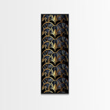 Gold Art Deco Pattern on Black Background - Framed Canvas Print, Midcentury Modern Art, Skinny Art, Tall Art, Living Room Wall Decor, Minimalist Art