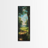 The Tree Swing Framed Canvas Print, Spring Time Decor, Tall Art, Statement Piece, Whimsical Boho Style Wall Art