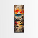 Reflections of Majestic Mountain Peaks in Calm Lake, Minimalist Landscape Framed Canvas Print, Perfect for Nature Inspired Wall Art