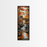The Autumn Bridge, Framed Canvas print, New England Landscape Painting Print, Wall Art, Home Decor