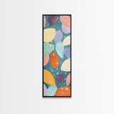Floating Leaves in Soft Pastel Colors, Skinny Tall Art with Japanese Influence, Framed Canvas Print in Ukiyo-e Style