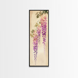 Hanging Wisteria Flowers In Purple Tones Japanese Style Framed Canvas Print, Wall Art Ready To Hang For Living Spaces