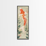 Koi Fish Swimming Gracefully Among Greenery Tall Art Ukiyo-e Art Framed Canvas Print