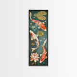Graceful Koi Fish Swimming Among Lotus Flowers For Zen-Inspired Wall Art Japanese Style Framed Canvas Print