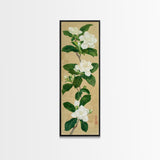 Magnolia Flowers On A Branch - Skinny Art Tall Art Framed Canvas Print Japanese Style Art Ukiyo-e Art