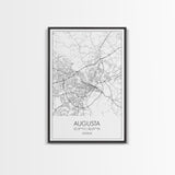 Augusta Street Map, Georgia Map, City Map Art, Dorm Wall Art, Adventure Wall Art, Minimalist Art, Wall Art, Canvas Print, Canvas Wall Art
