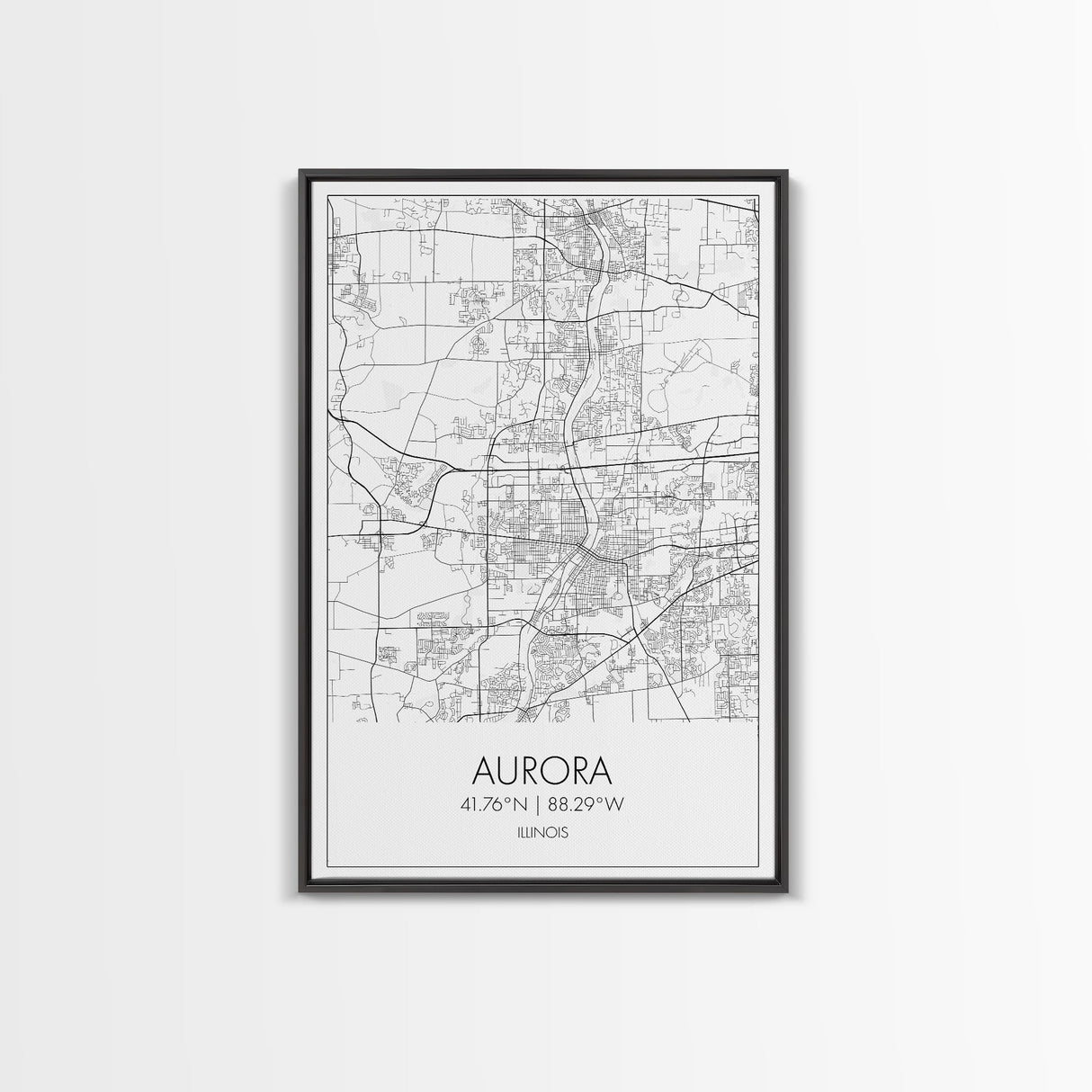 Aurora Street Map, Illinois Map, City Map Wall Art, Daughter Gift, Travel Map, Minimalist Art, Wall Art, Canvas Print, Canvas Wall Art