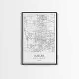 Aurora Street Map, Illinois Map, City Map Wall Art, Daughter Gift, Travel Map, Minimalist Art, Wall Art, Canvas Print, Canvas Wall Art